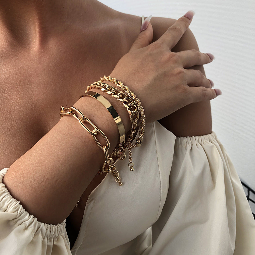 Gold Chain bracelet Set