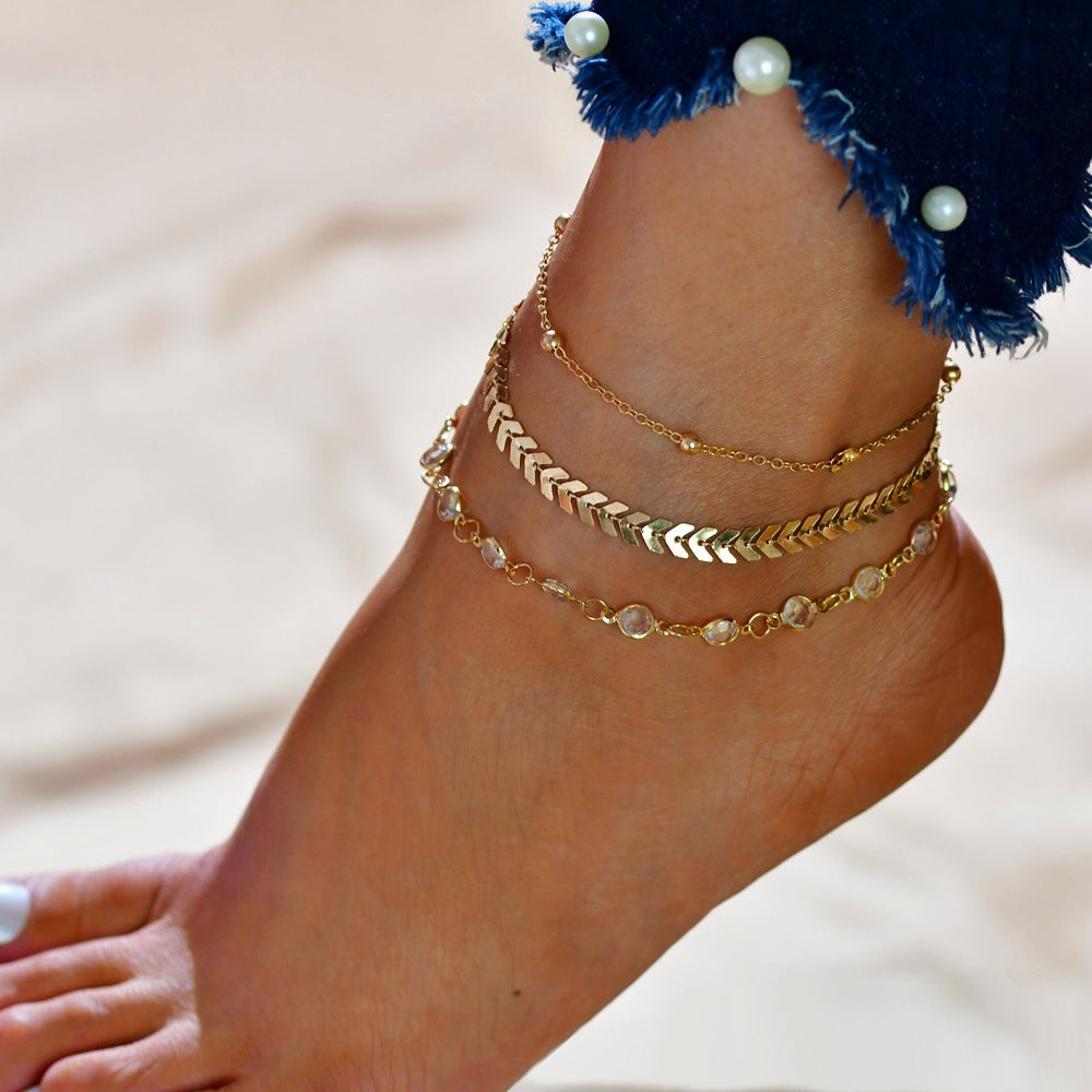Multilayer Popular Crystal Beach Anklet