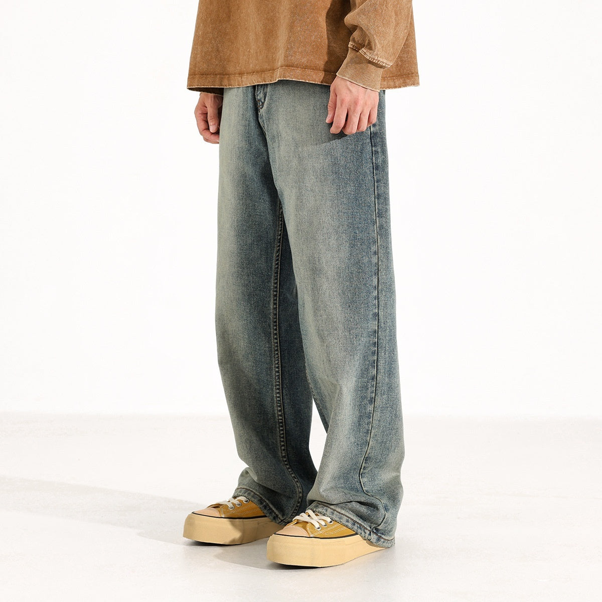 Mens Loose Wide-leg Jeans