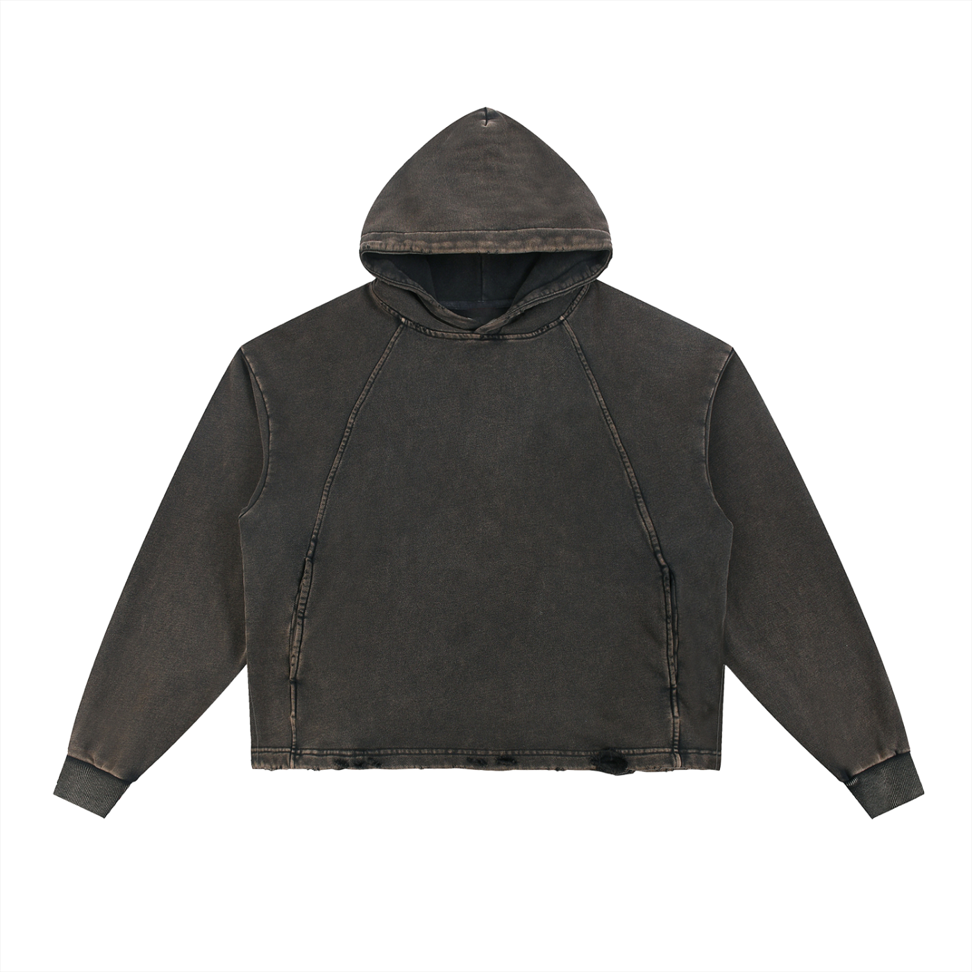 Vintage Frayed-Hem Hoodie