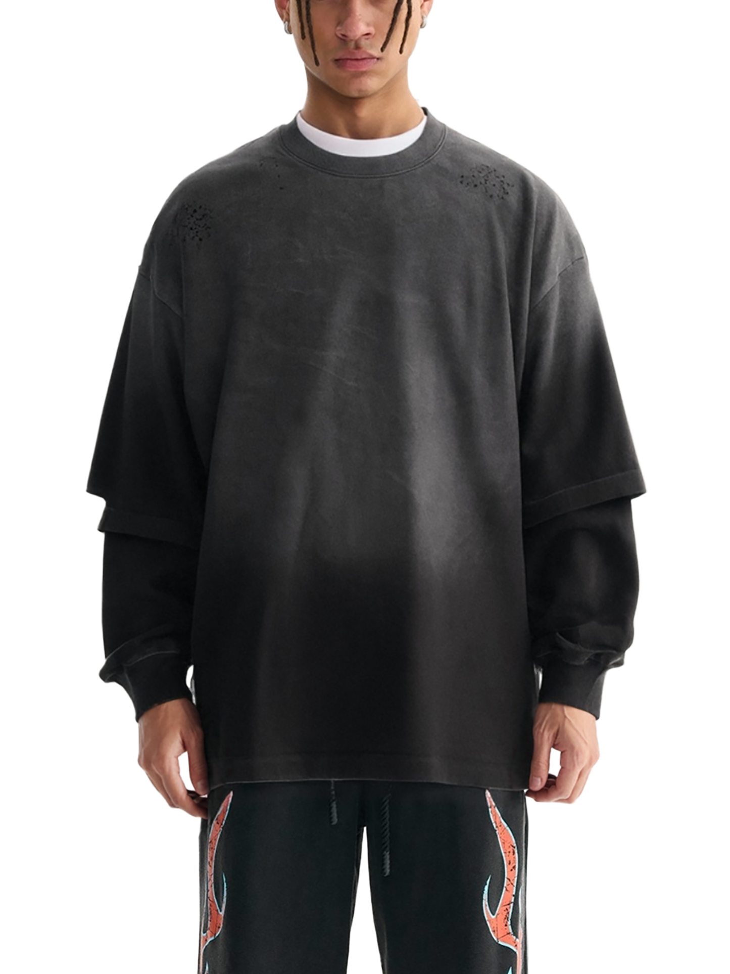 Sunfade Frayed Faux Two-Piece
