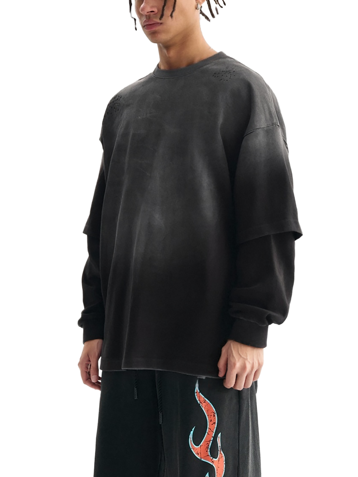 Sunfade Frayed Faux Two-Piece