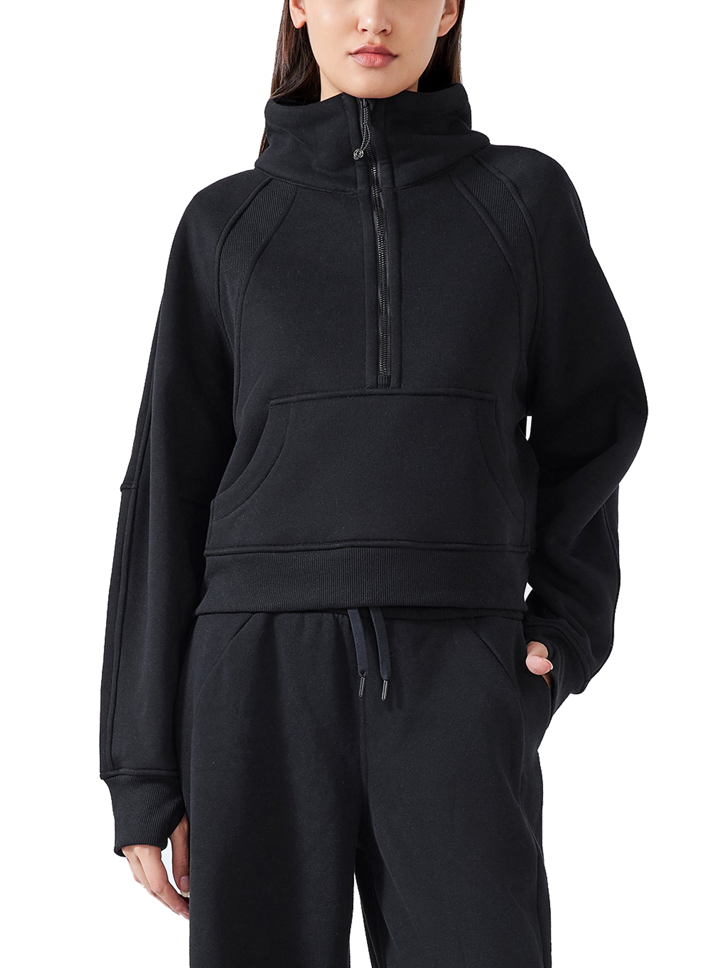 Half-Zip Cropped Sweatshirt