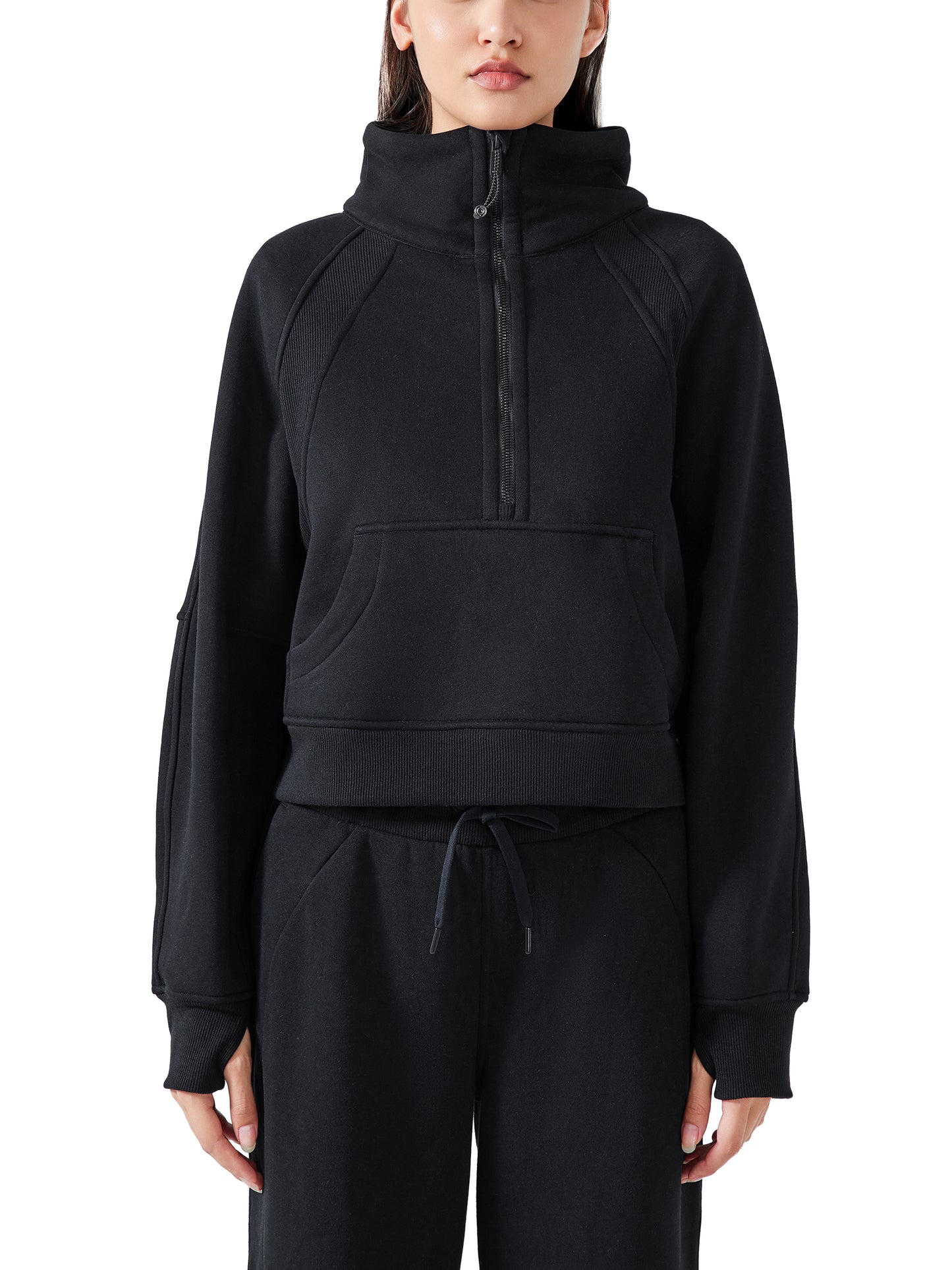 Half-Zip Cropped Sweatshirt