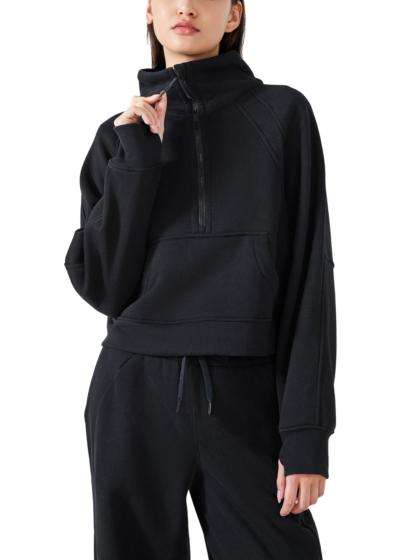 Half-Zip Cropped Sweatshirt