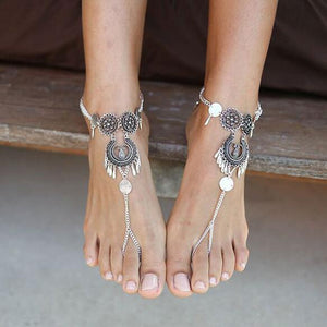 Bohemian Antique Silver Anklets