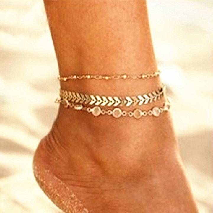 Multilayer Popular Crystal Beach Anklet