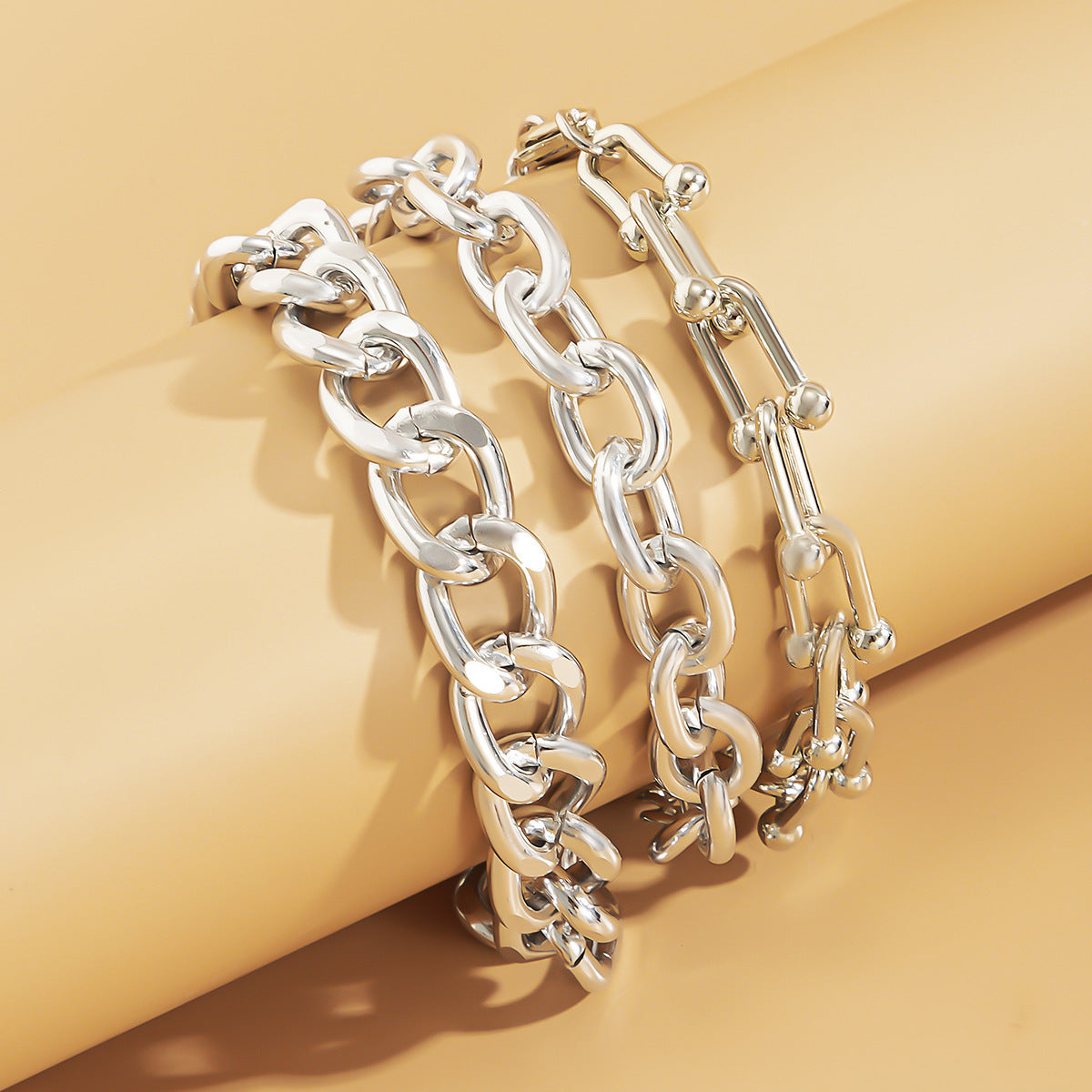 Texture Chain Bracelet Set