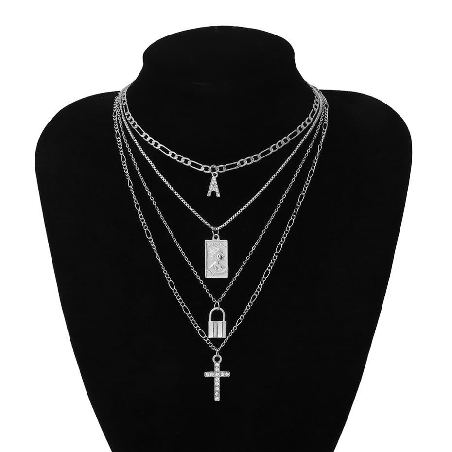 Diamond cross ornament necklace