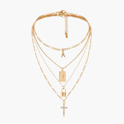Diamond cross ornament necklace