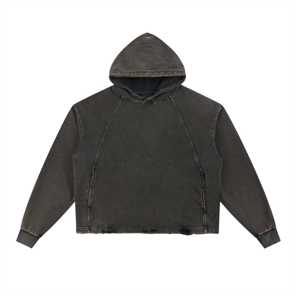Vintage Frayed-Hem Hoodie
