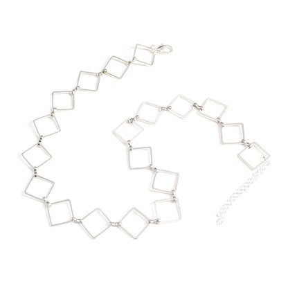 Hollow Diamond Clavicle Chain Necklace
