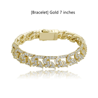 10mm Diamond Cuban Link Necklace and Bracelet Set