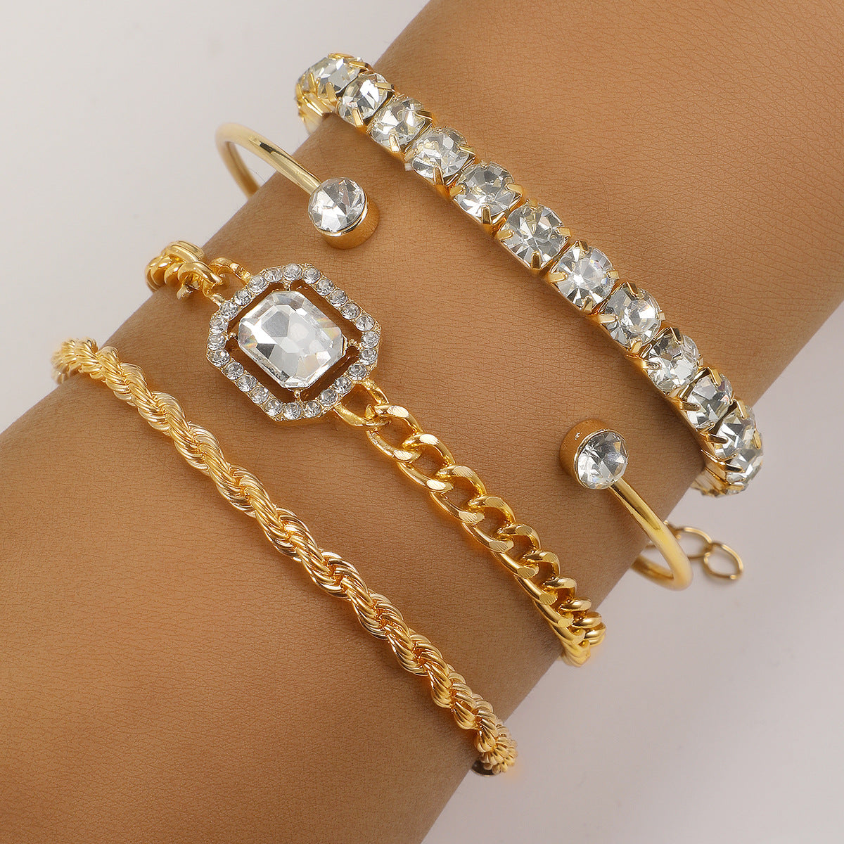 Clear Crystal Bracelet Set