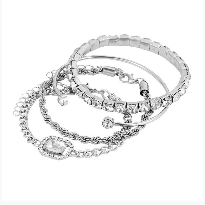 Clear Crystal Bracelet Set