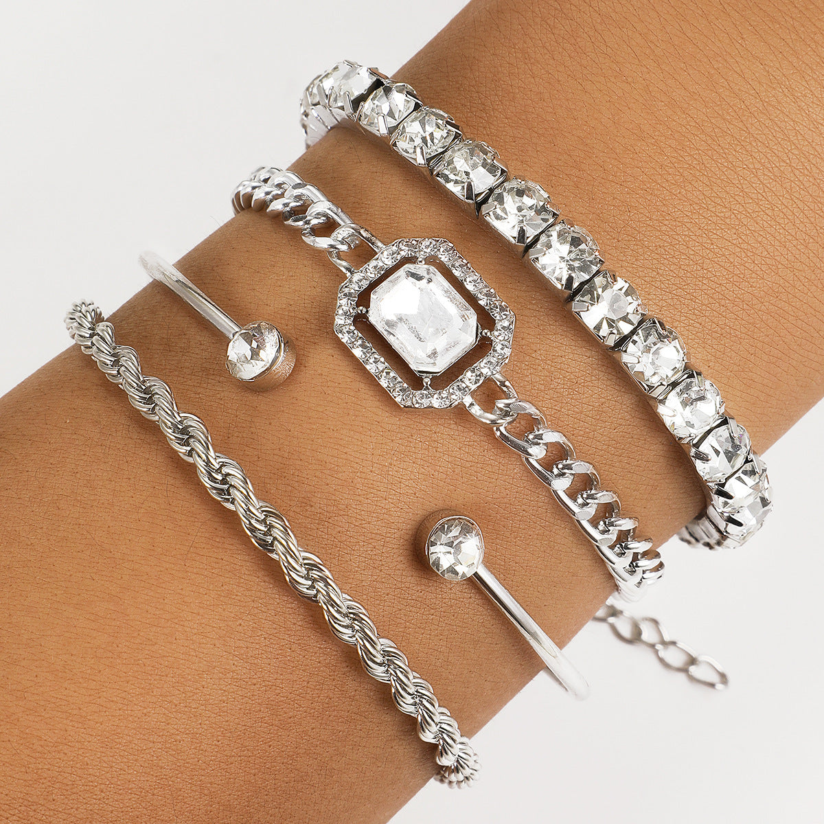 Clear Crystal Bracelet Set