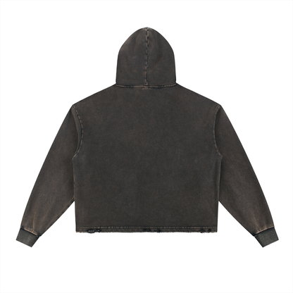 Vintage Frayed-Hem Hoodie