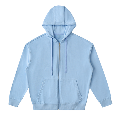 Shoulder Drop Zip Up Hoodie
