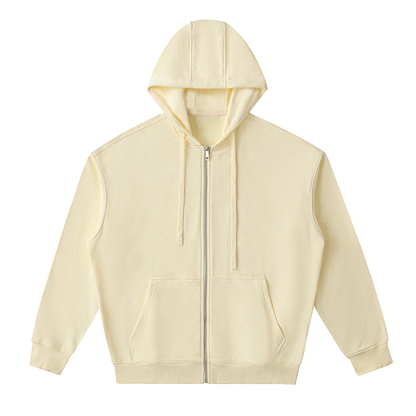 Shoulder Drop Zip Up Hoodie