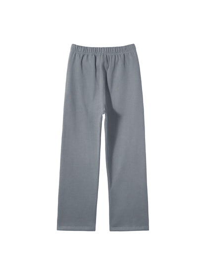 Unisex Solid Color Fleece Straight Leg Pants