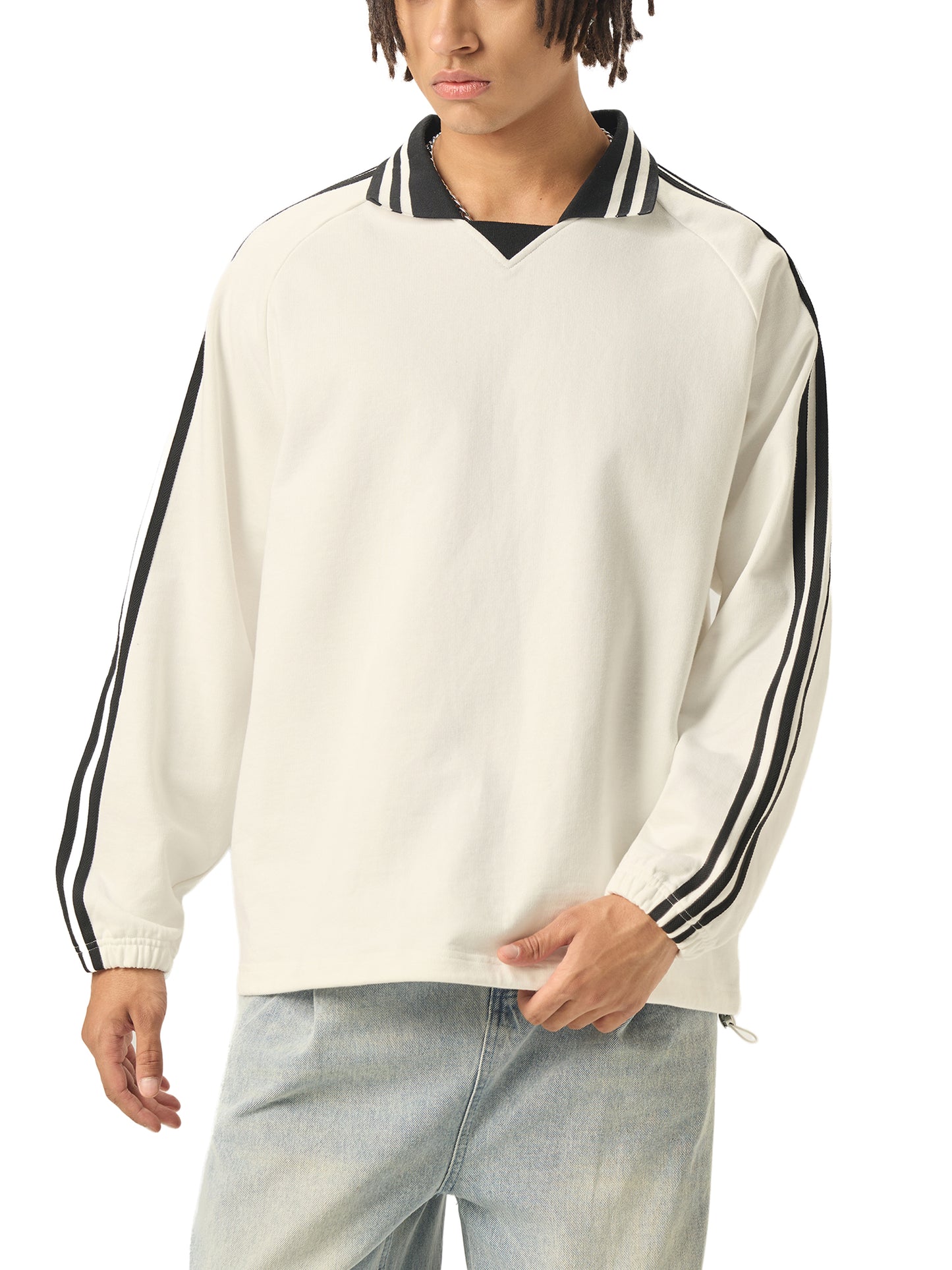 Striped Collar Sweatshirt