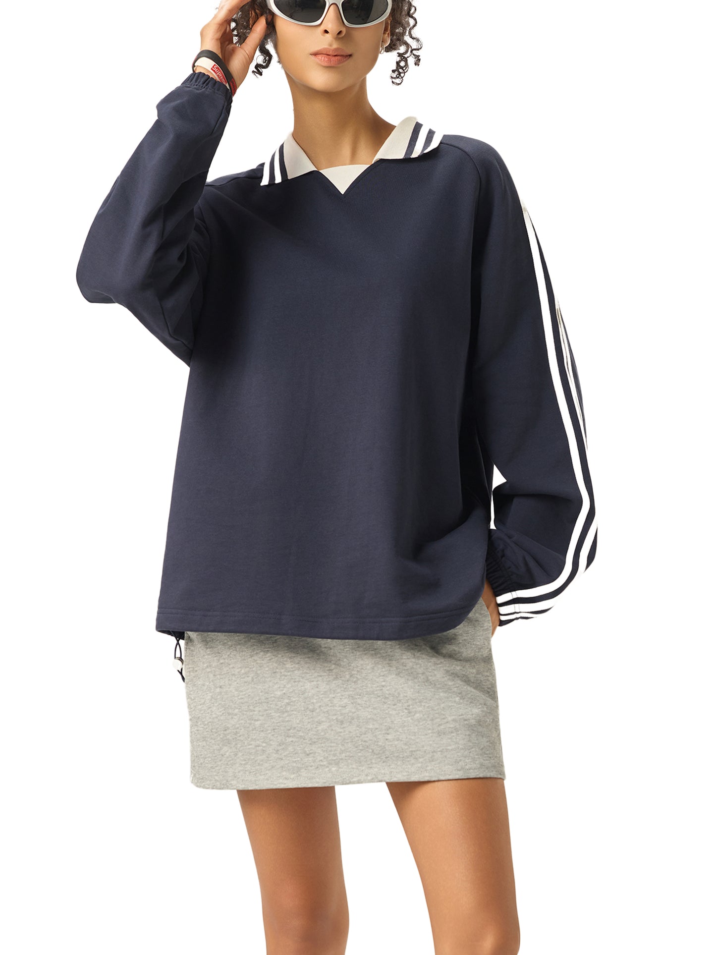 Striped Collar Sweatshirt