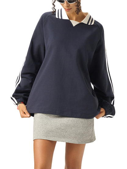 Striped Collar Sweatshirt