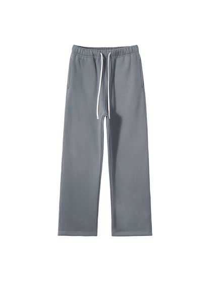 Unisex Solid Color Fleece Straight Leg Pants