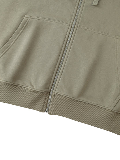 Shoulder Drop Zip Up Hoodie