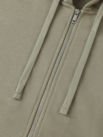 Shoulder Drop Zip Up Hoodie