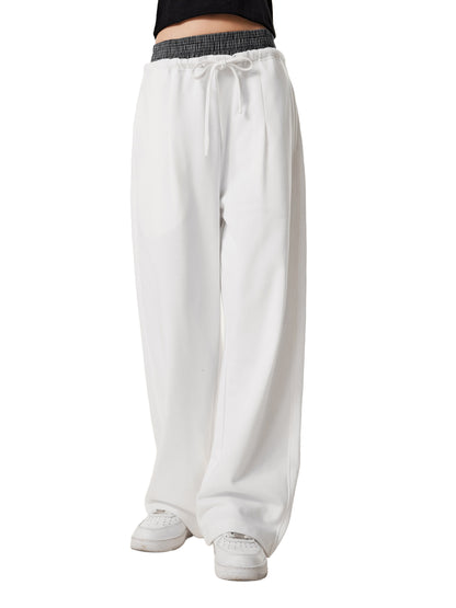 Plaid Contrast Waist Pants